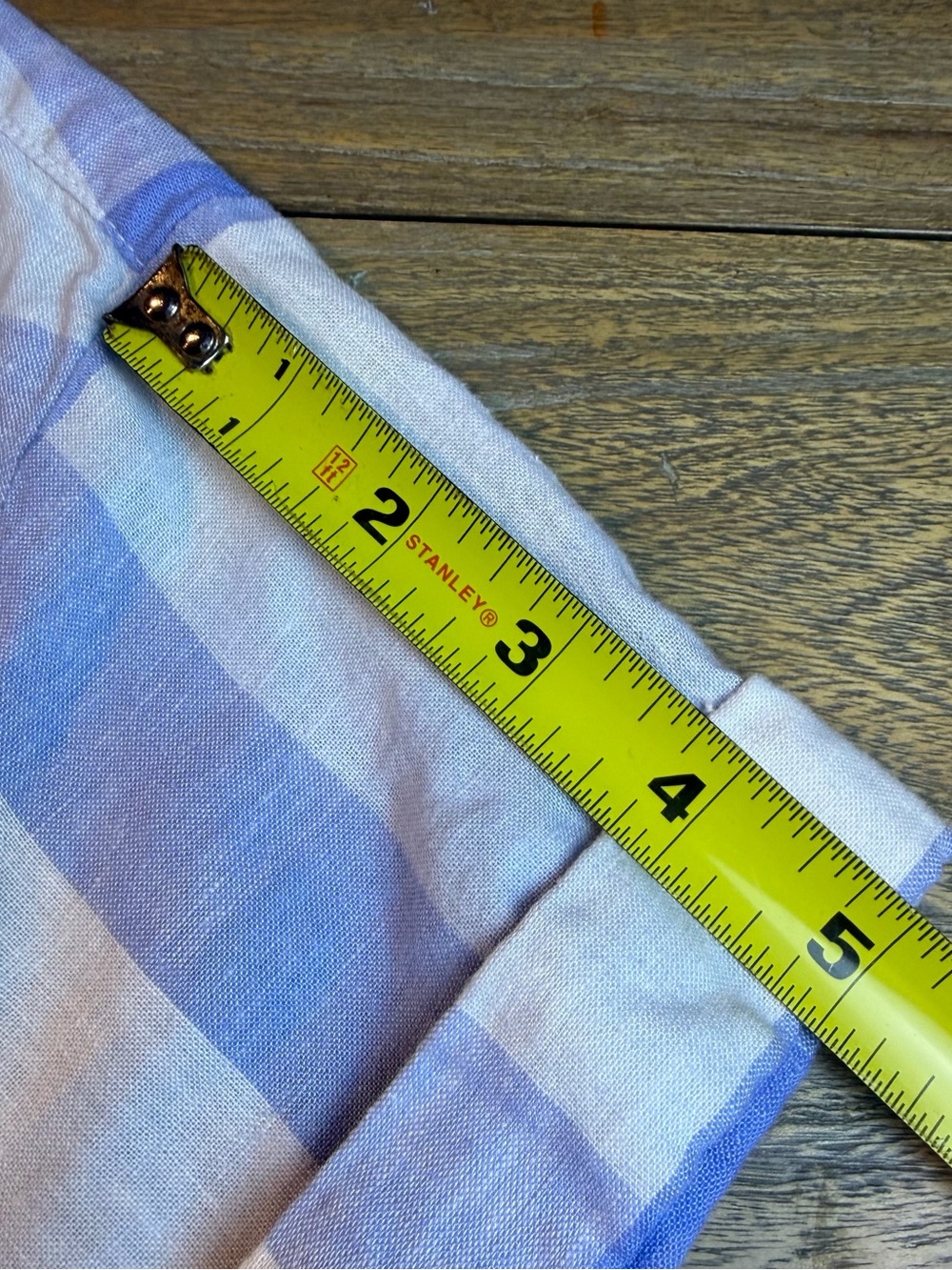 Caslon Light Blue and Cream Short Sleeve Plaid Linen Blend Button-Up Shirt - Picture 8 of 8